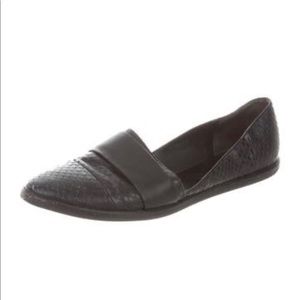 Vince Black Embossed Leather Round-Toe Loafers